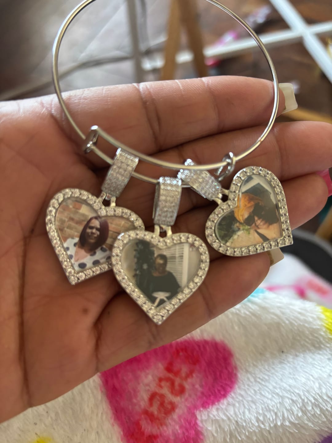 Customer photo review of Hearts Photo Bangle Bracelet