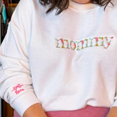 Customer photo review of 🌸 Everbloom - Embroidered Floral Mama Sweatshirt for Mom & Grandma