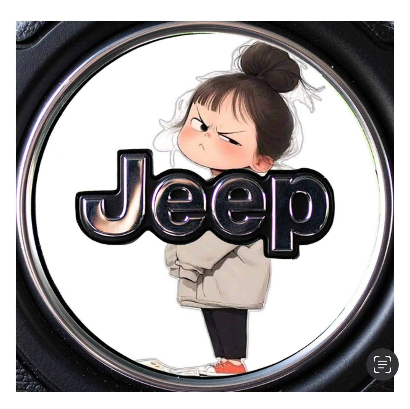 Customer photo review of Design Your Own Steering Wheel Decal for Jeep