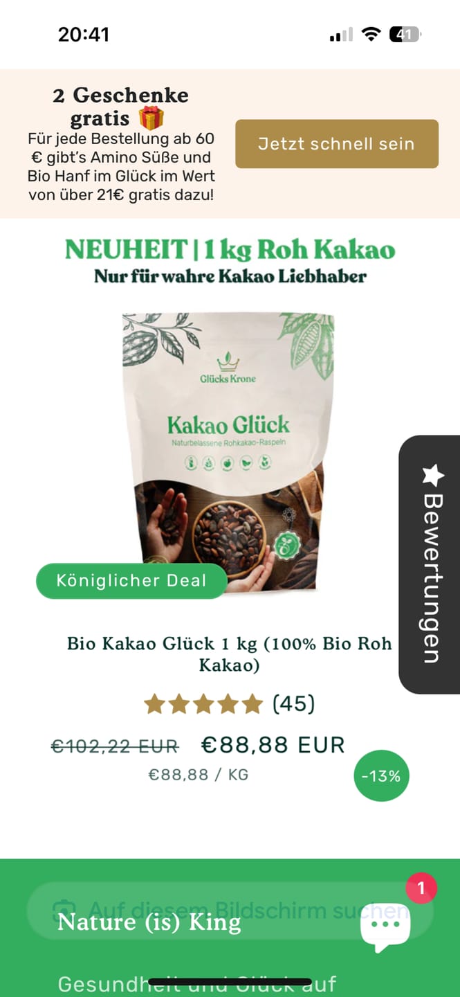 Customer photo review of Bio Kakao Glück 1 kg (100% Bio Roh Kakao)