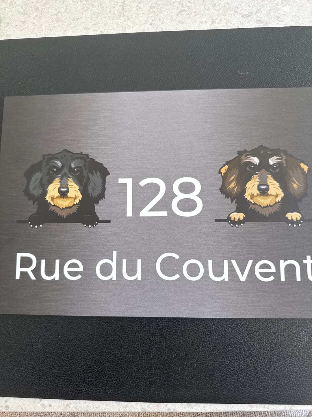 Customer photo review of Chiens curieux et numéro de maison - Plaque de porte personnalisée