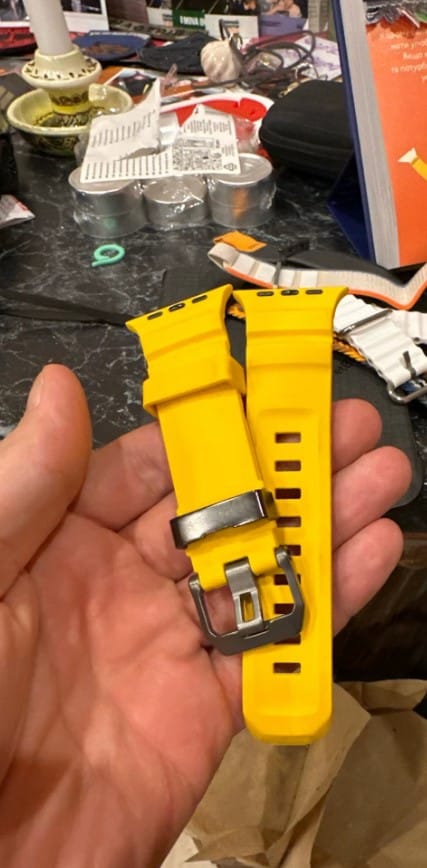 Customer photo review of Sport Soft Silicone and Titanium Buckle Strap for Apple Watch