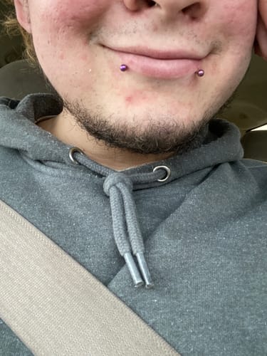 Customer photo review of Anodized Titanium Lip Ring