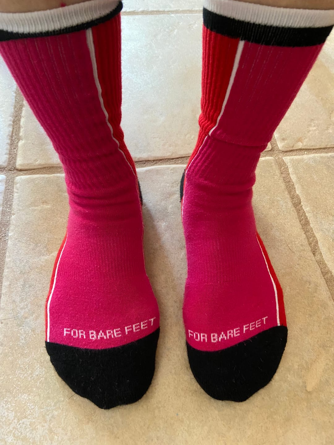 Customer photo review of Premium Crew Socks Split Stripe Pink
