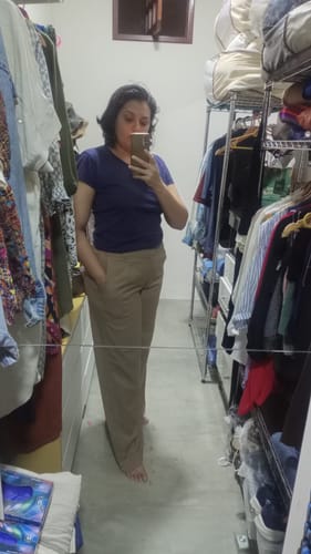 Luiza D. review of Calça Pantalona Graviola Marrom Claro image 1 out of 1