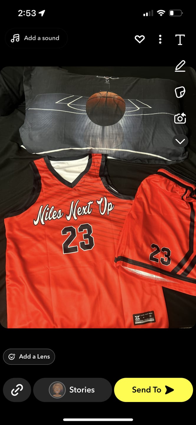 Customer photo review of Custom Red White Chest Slash Patttern Double Side Sports Uniform Basketball Jersey