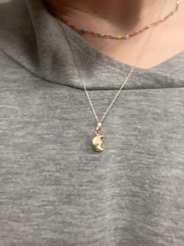 Customer photo review of 14K Solid Gold Moon Pendant | Yellow Gold Moon Pendant | Moon Pendant | 14K Solid Gold Pendant |