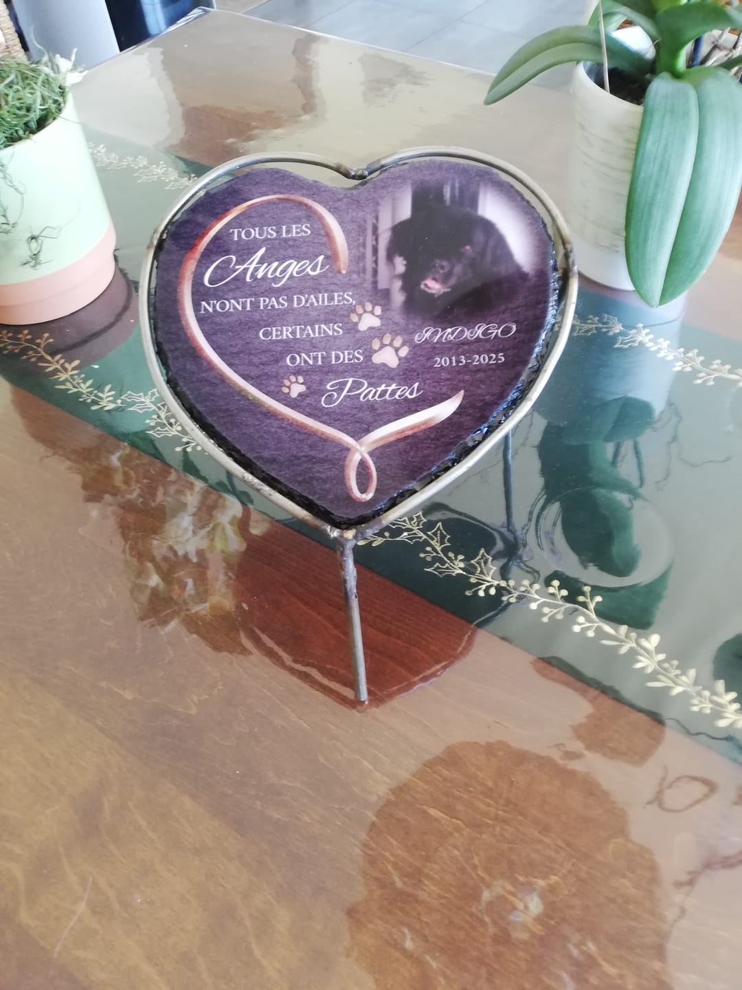 Customer photo review of Anges avec pattes - Cœur en ardoise personnalisé