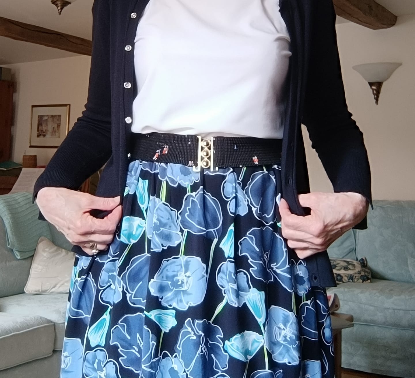 Customer photo review of Flower Drawings on Black Viscose Challis Fabric