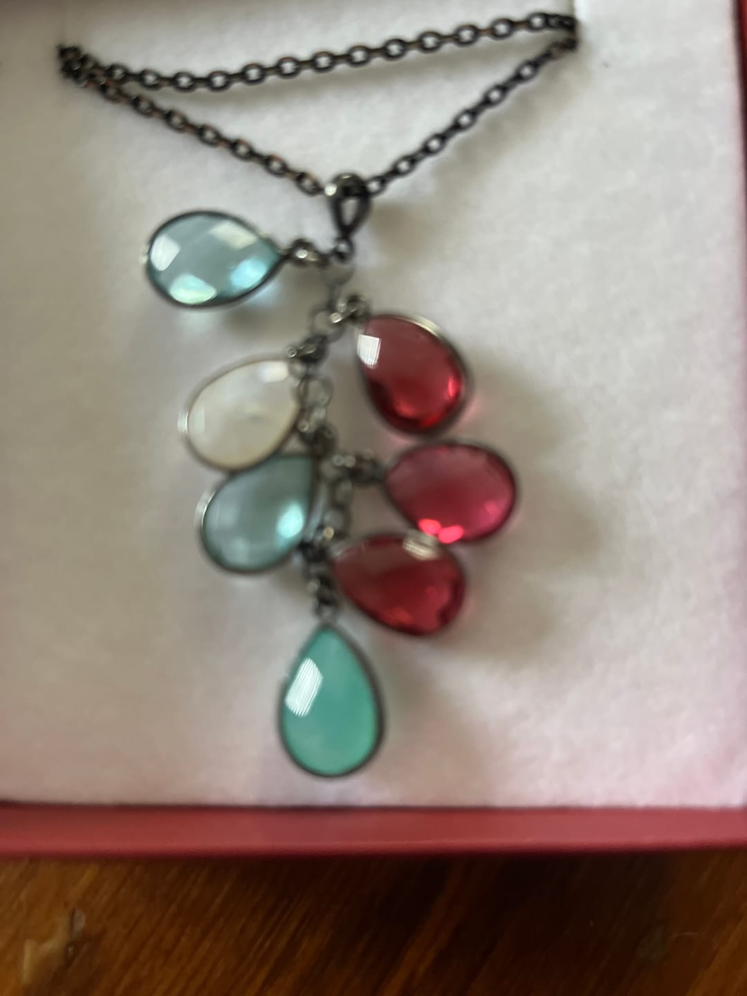 Customer photo review of Teardrop Birthstone Bezel Pendant