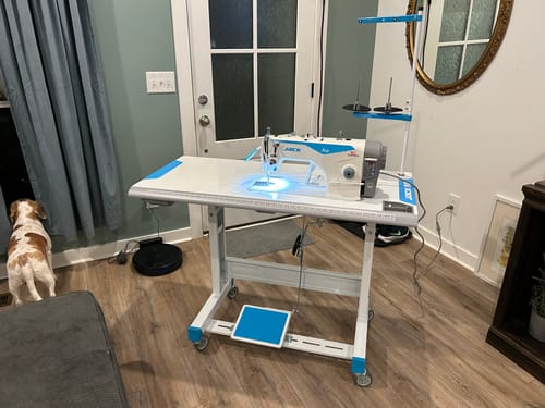 Customer photo review of JACK A2BC High-Speed Single Needle Lockstitch Machine with Automatic Thread Trimmer Assembled with Table and Stand Included