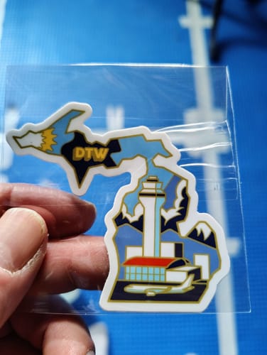 Customer photo review of Airport Sticker | DTW - Michigan
