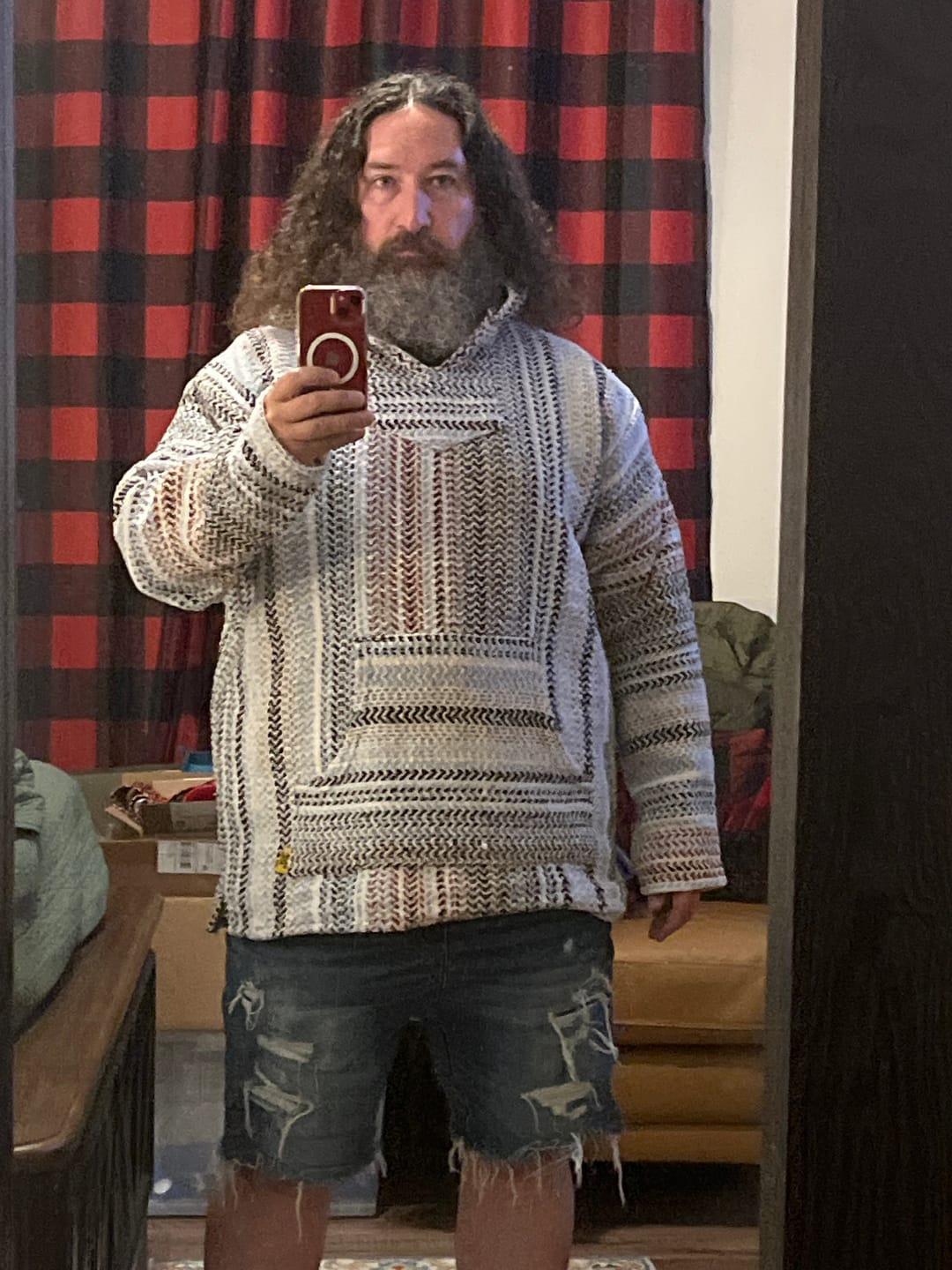 Customer photo review of Classic Stripe Terracotta Baja Hoodie