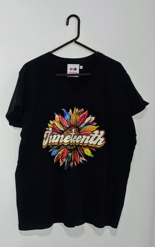 Customer photo review of Juneteenth Sunflower BLM DTF Transfer