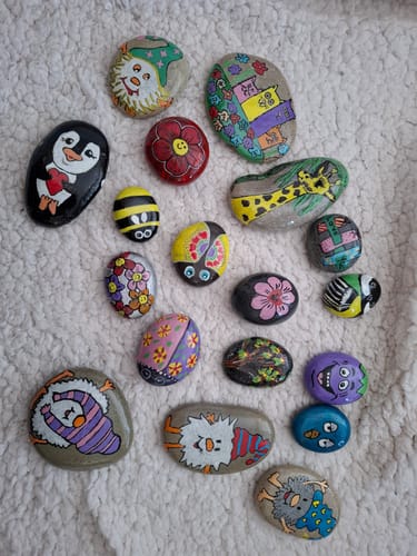 Customer photo review of Starterspakket Happy Stones + App om ze te volgen | Alles-in-1 | Stenen schilderen