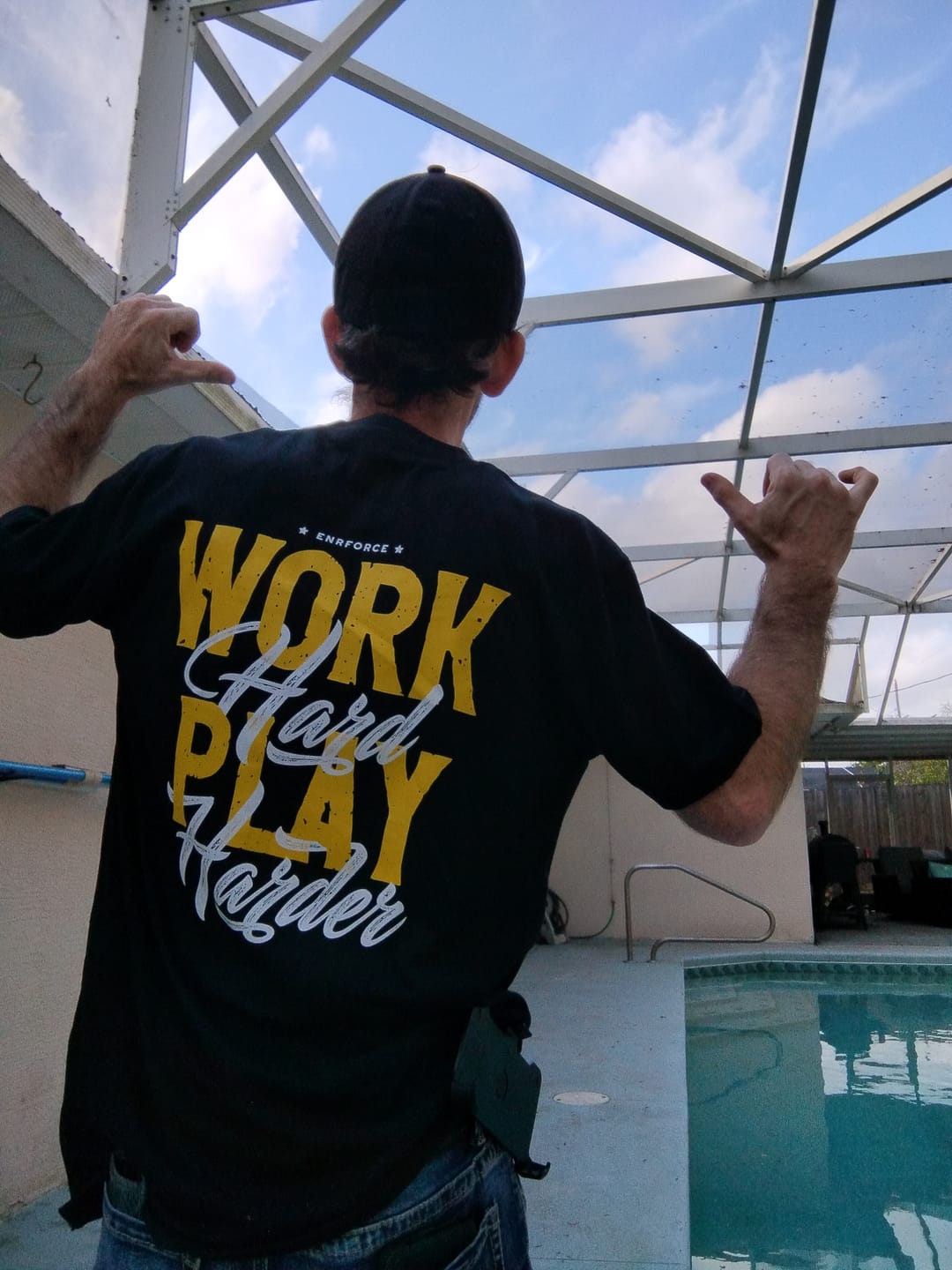 Customer photo review of Work Hard Play Harder Tee