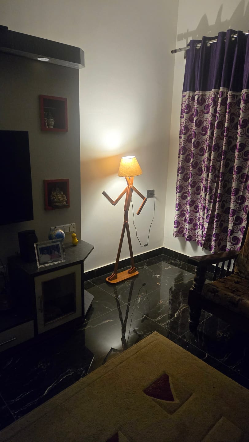 Customer photo review of Decorative Floor and Swing Arm Floor Lamp, Wooden Reading Lights for Kids, Bedroom, Living Room, Home, Office, Farmhouse, LED Bulb Included