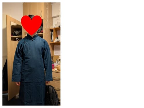 Customer photo review of Xu Beihong 徐悲鸿 1920s Republic of China Men's Linen Changpao Mandarin Collar Robe