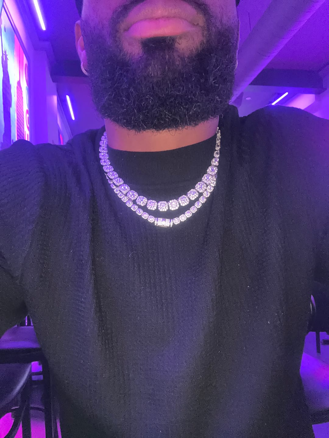 Customer photo review of Micro Clustered Tennis Chain - White Gold