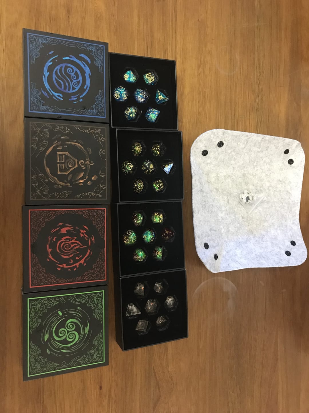 Customer photo review of Water/Fire/Air/Earth Dice Set Collection