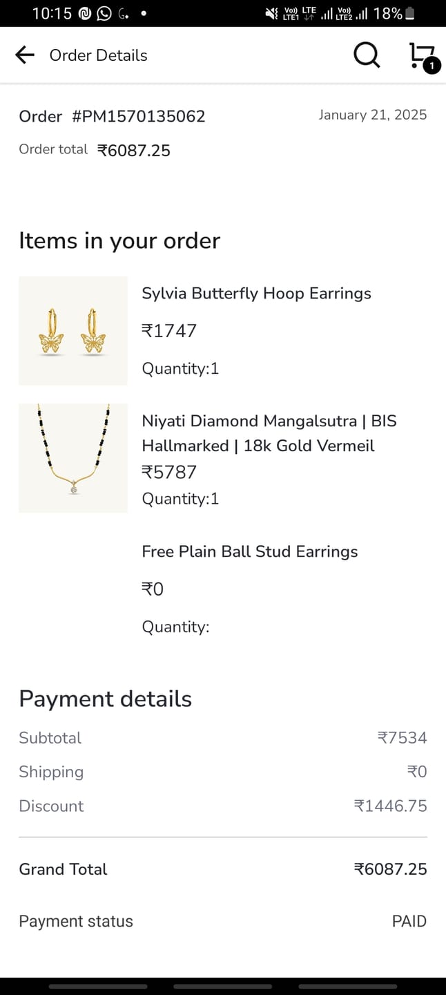 Customer photo review of Niyati Diamond Mangalsutra | BIS Hallmarked | 18k Gold Vermeil