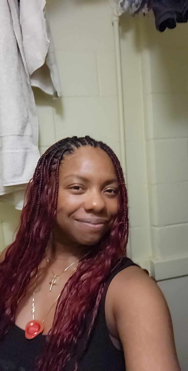 Customer photo review of #99J/Burgundy Mix Color Blend Loose Deep Wave Bulk Hair for Braiding