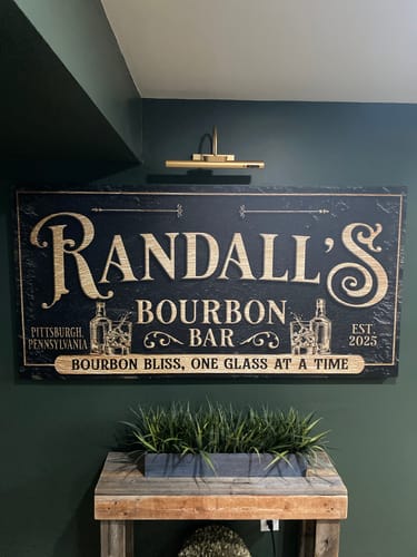 Customer photo review of Personalized Bourbon Bar Sign III