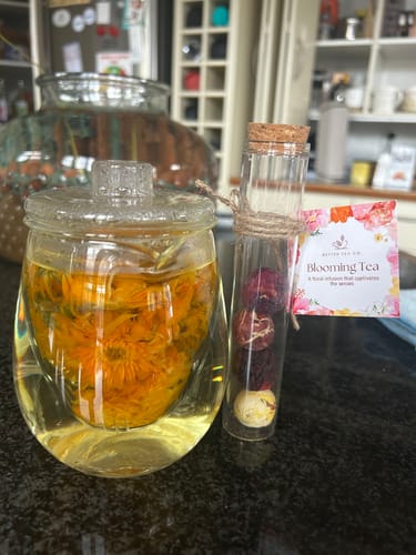 Customer photo review of Blooming Tea Balls Set with Glass Teapot