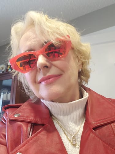 Customer photo review of Margaret Women's Red Asymmetrical Motorcycle Leather  Jacket