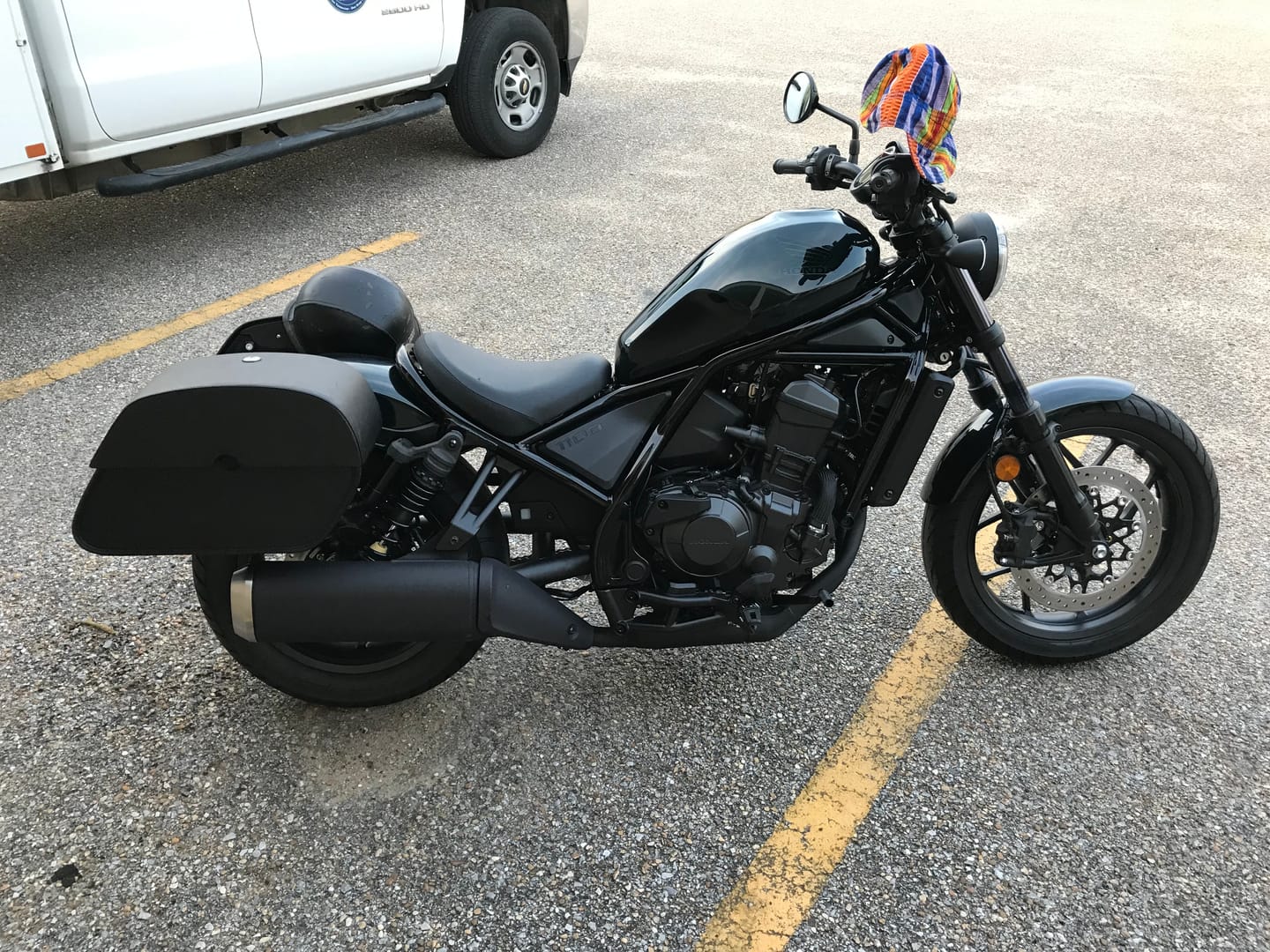 Customer photo review of 28L - Panzer Medium Quick Mount Honda Rebel 1100 Leather Saddlebags