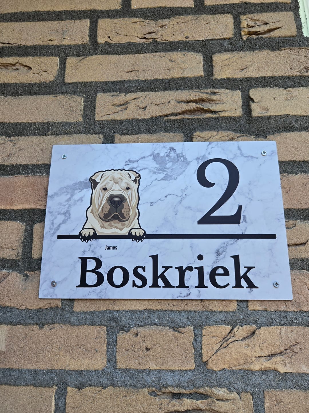 Customer photo review of Huisnummer met marmerlook - Gepersonaliseerd deurbordje