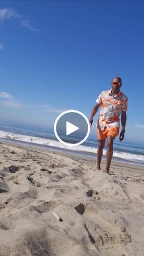 Customer video review of Regular Fit Good Life On Vacation Print Cotton T-Shirt & Man Mid Length Drawstring Swim Shorts
