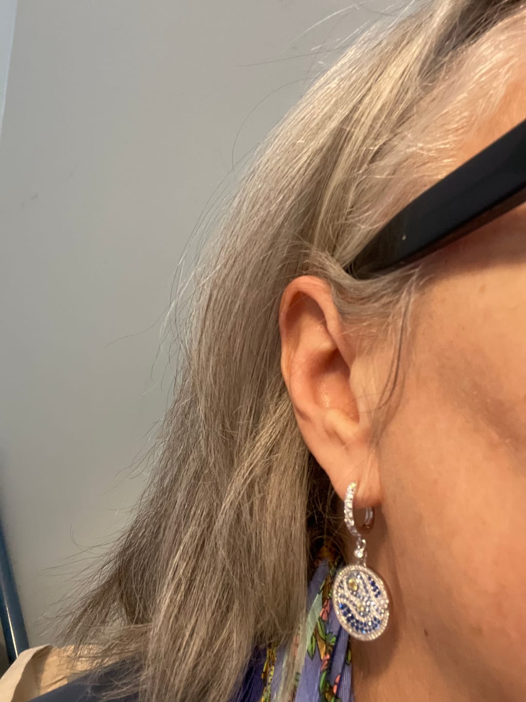 Customer photo review of Famous Paintings "The Starry Night" Inspired Moissanite Drop Earrings