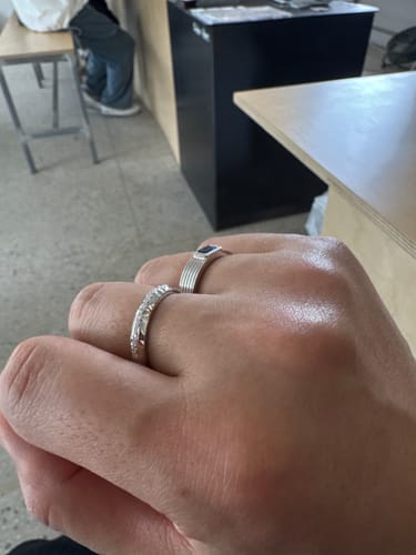Customer photo review of 'Crunched' Organic Promise Ring, Diamond Pavé