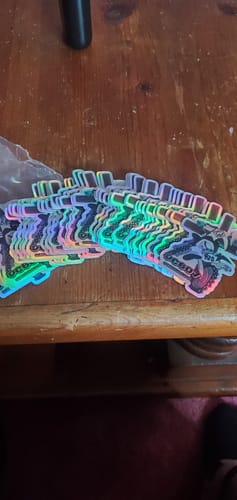 Customer photo review of 100 Custom 3" Holographic Stickers $49