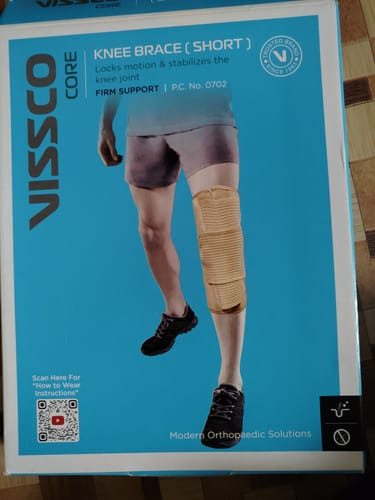Customer photo review of Knee Brace - Short (14" Brace) | Ideal firm Knee support that limits knee motion & stabilizes the knee with mediolateral metal supports | Color - Beige