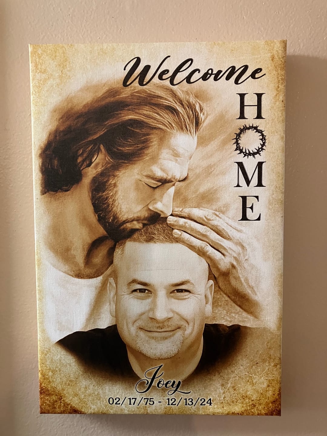 Customer photo review of Custom Canvas Prints, God Sympathy Gifts, Jesus Memorial Gift, Remembrance Gifts, Bereavement Gift, Welcome Home Jesus Canvas