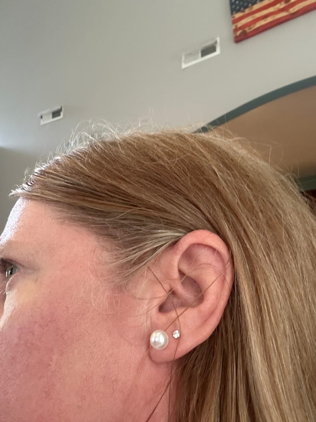 Customer photo review of Petite Faux Diamond Studs Hypoallergenic Earrings for Sensitive Ears Made with Plastic Posts