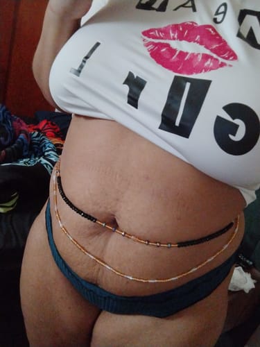 Customer photo review of *Rare Find* Royal Noir African Waist beads