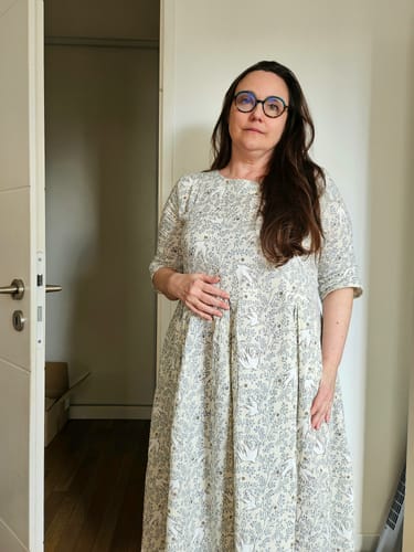 Customer photo review of Robe Louisa manches 3/4 double gaze de coton Echappée bleue