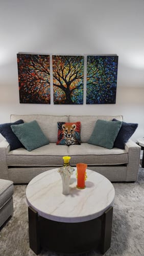 Customer photo review of Yggdrasil Tree of Life Wall Art Print Print | Mosaic Style 3-Panel Canvas Print | Vibrant Multicolor Tree of Life Wall Art Living Room,