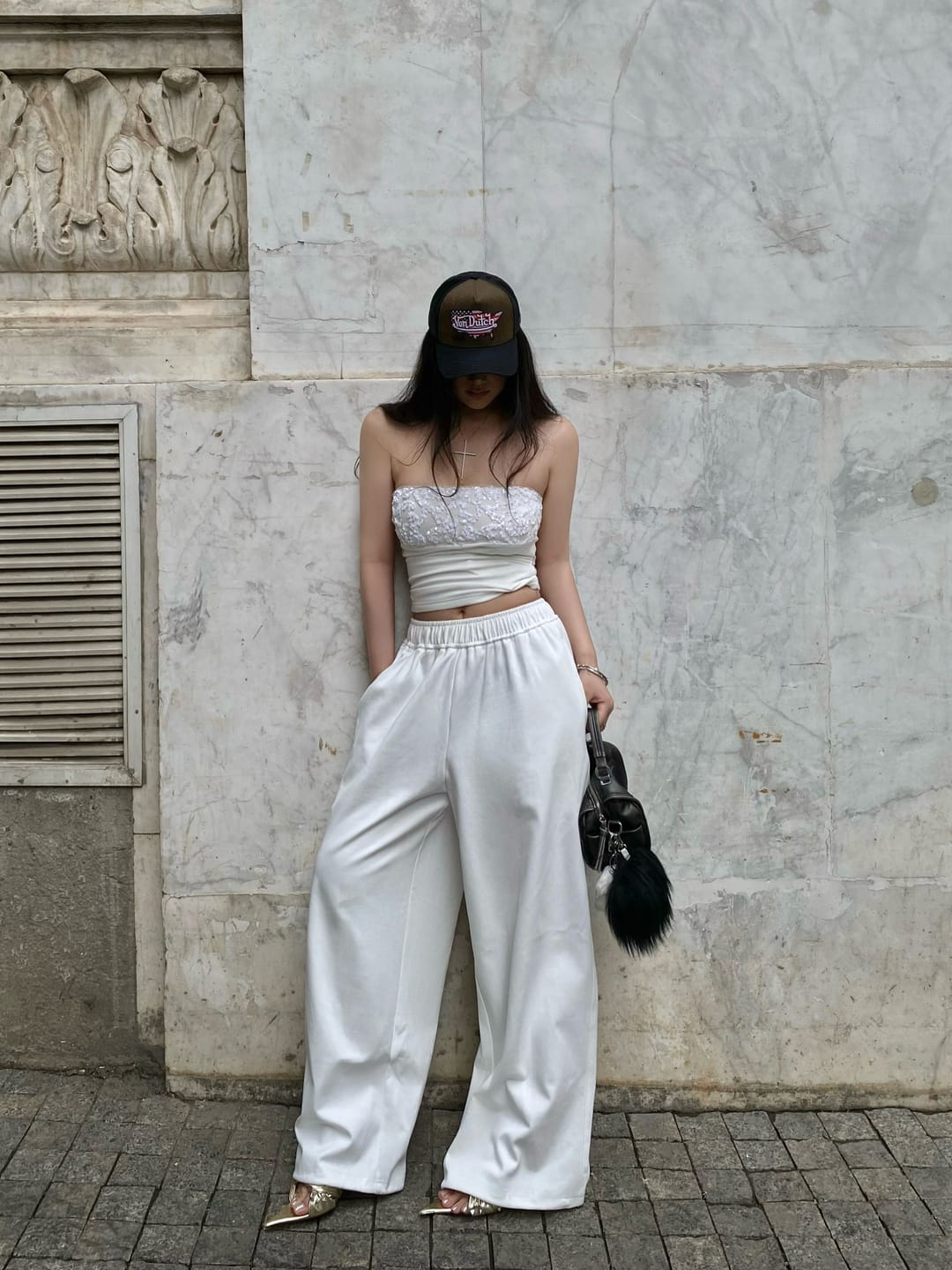 Customer photo review of ROVENTE Embellished Strapless Knit Top