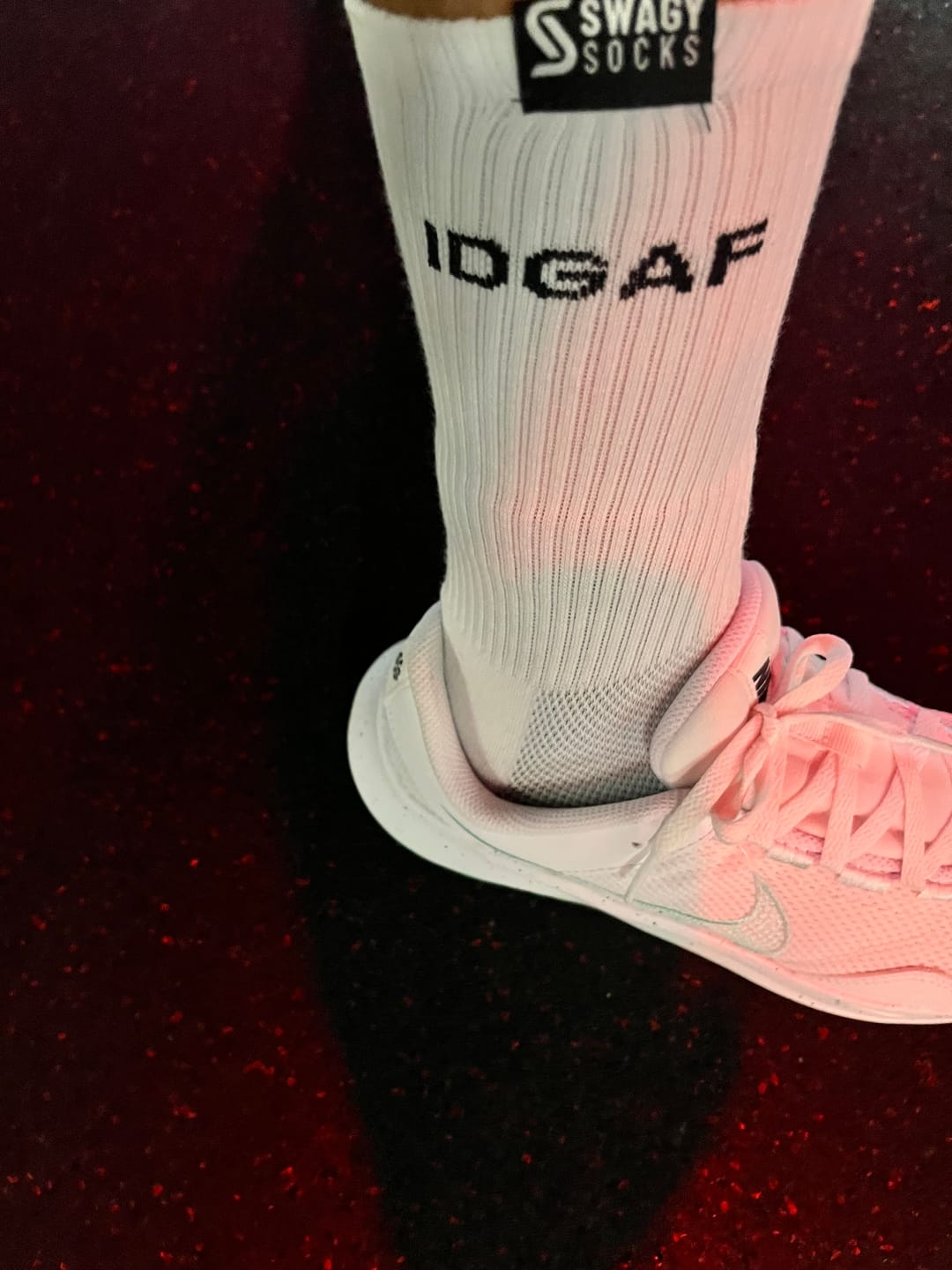 Customer photo review of IDGAF - Unisex Crew Workout Socks
