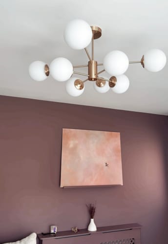 Customer photo review of 6/8/12-Light Mid-Century Modern Opal White Glass Globe Chandelier