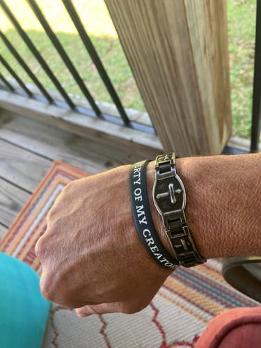 Customer photo review of 'For The Fallen' Arlington Magnetic Bracelet: Helps Pair Veterans With A Service Dog Or Shelter Dog