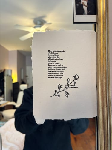 Customer photo review of wildflower/wildfire poem art print