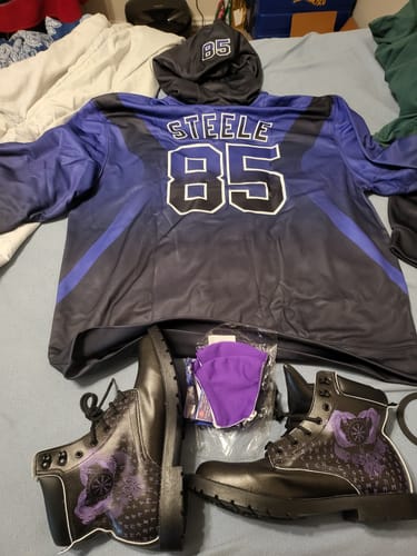 Customer photo review of Viking All Season Boots Raven Of Odin Purple