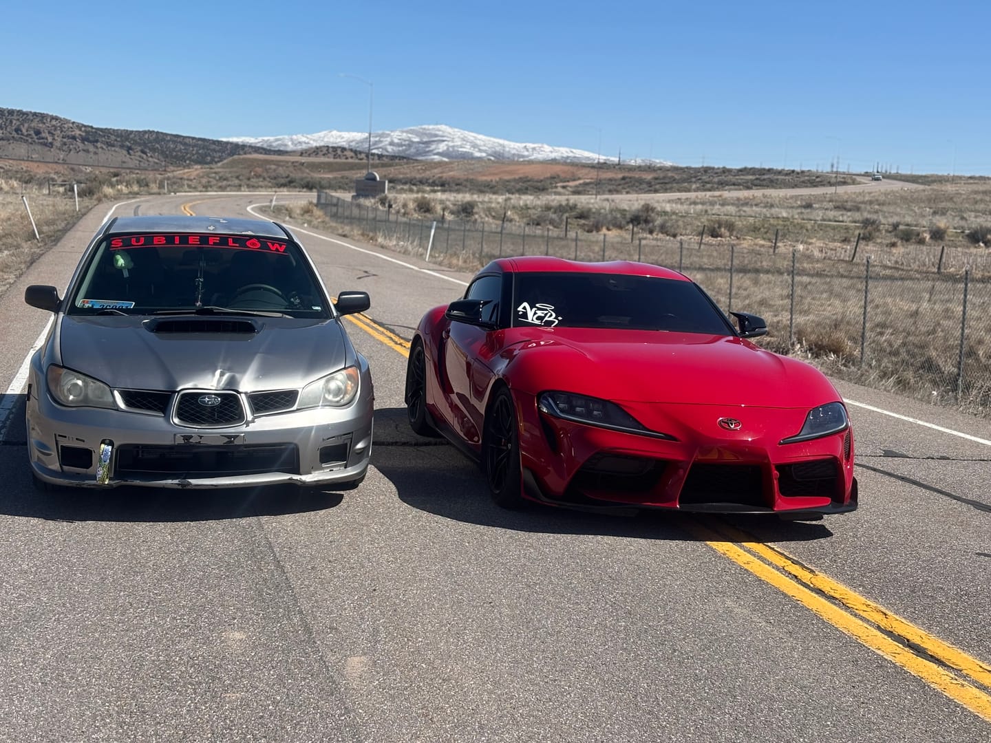 Customer photo review of SubieFlow Windshield Banners