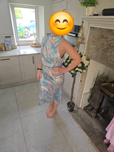 Customer photo review of Love In The Garden Floral Halter Neck Elastic Waist Maxi Dress