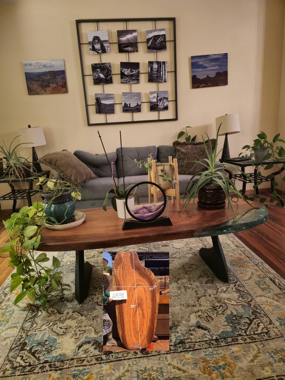 Customer photo review of Coffee Table Legs 214 Botas 16H for Live Edge Tabletop